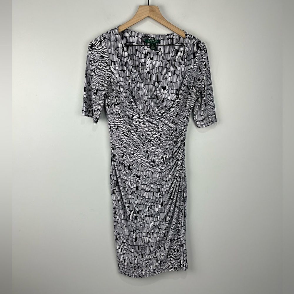 Lauren by Ralph Lauren V Neck Wrap Top Style Dress 6